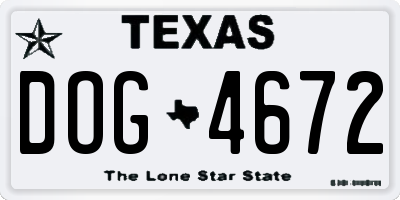TX license plate DOG4672