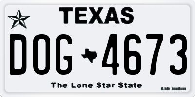 TX license plate DOG4673