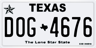 TX license plate DOG4676