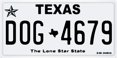 TX license plate DOG4679
