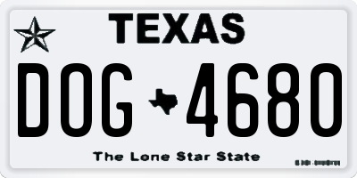 TX license plate DOG4680