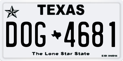 TX license plate DOG4681