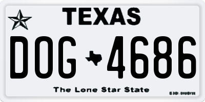 TX license plate DOG4686
