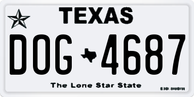TX license plate DOG4687