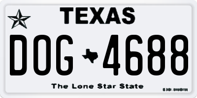 TX license plate DOG4688