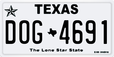TX license plate DOG4691