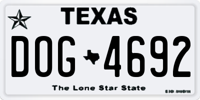 TX license plate DOG4692