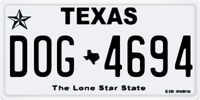 TX license plate DOG4694