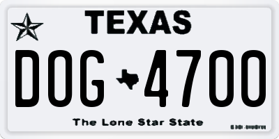 TX license plate DOG4700
