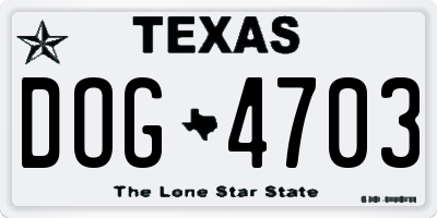 TX license plate DOG4703