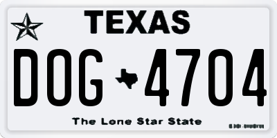 TX license plate DOG4704