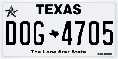 TX license plate DOG4705