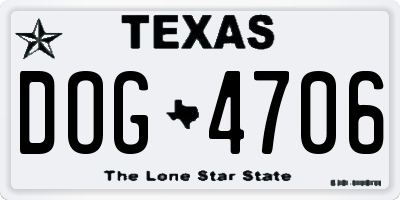 TX license plate DOG4706