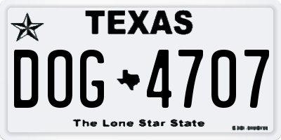 TX license plate DOG4707