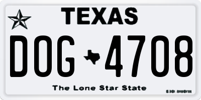 TX license plate DOG4708
