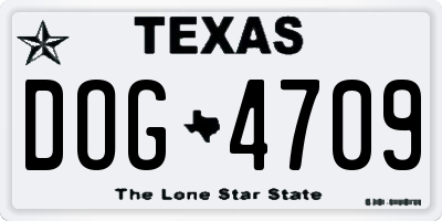 TX license plate DOG4709