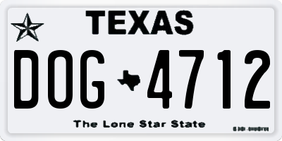 TX license plate DOG4712