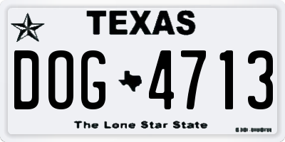 TX license plate DOG4713