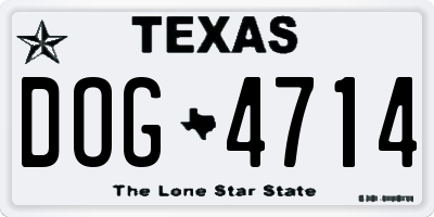 TX license plate DOG4714