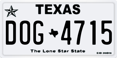 TX license plate DOG4715