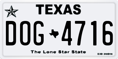 TX license plate DOG4716
