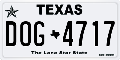 TX license plate DOG4717