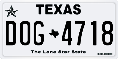 TX license plate DOG4718
