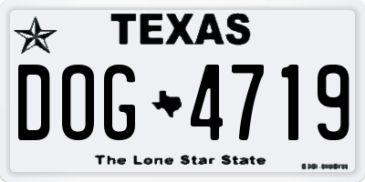TX license plate DOG4719