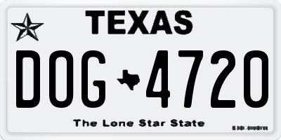 TX license plate DOG4720