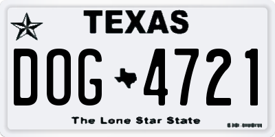 TX license plate DOG4721