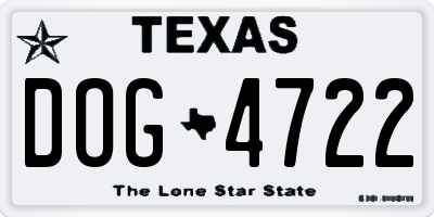 TX license plate DOG4722