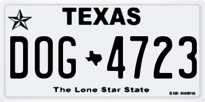 TX license plate DOG4723