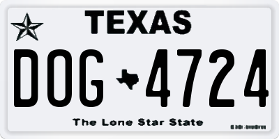 TX license plate DOG4724