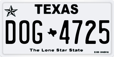 TX license plate DOG4725