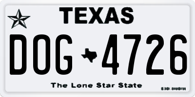 TX license plate DOG4726
