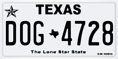 TX license plate DOG4728