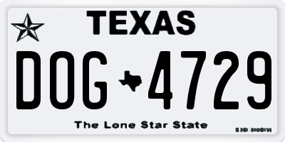 TX license plate DOG4729