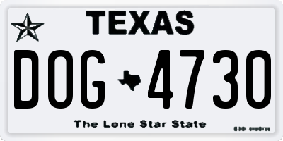 TX license plate DOG4730