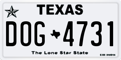 TX license plate DOG4731