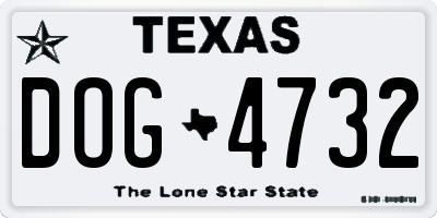 TX license plate DOG4732