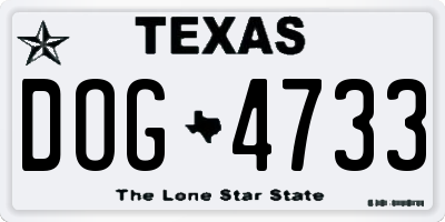 TX license plate DOG4733