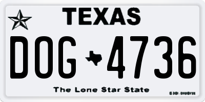 TX license plate DOG4736