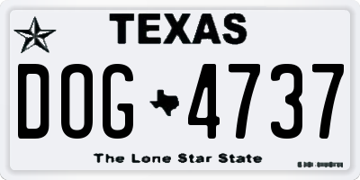 TX license plate DOG4737