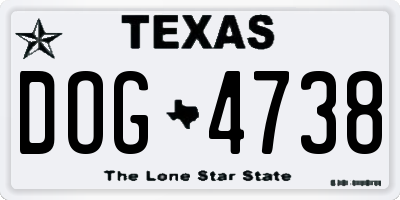 TX license plate DOG4738