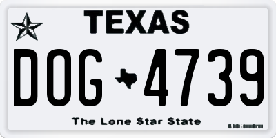 TX license plate DOG4739