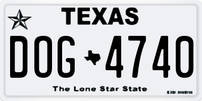 TX license plate DOG4740