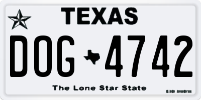 TX license plate DOG4742
