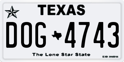 TX license plate DOG4743