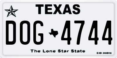 TX license plate DOG4744