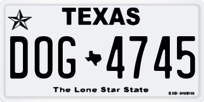 TX license plate DOG4745